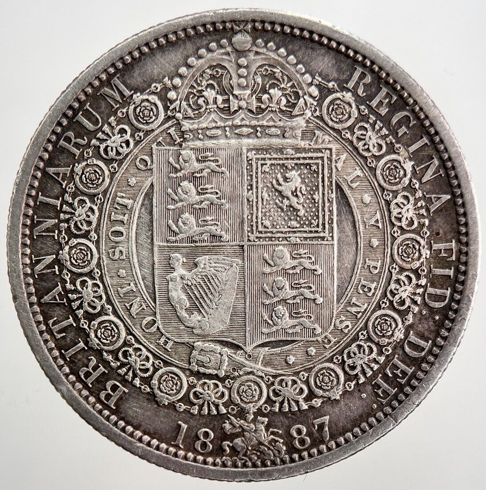 1887 Victoria Half-Crown Silver Coin in Very High Grade a5322
