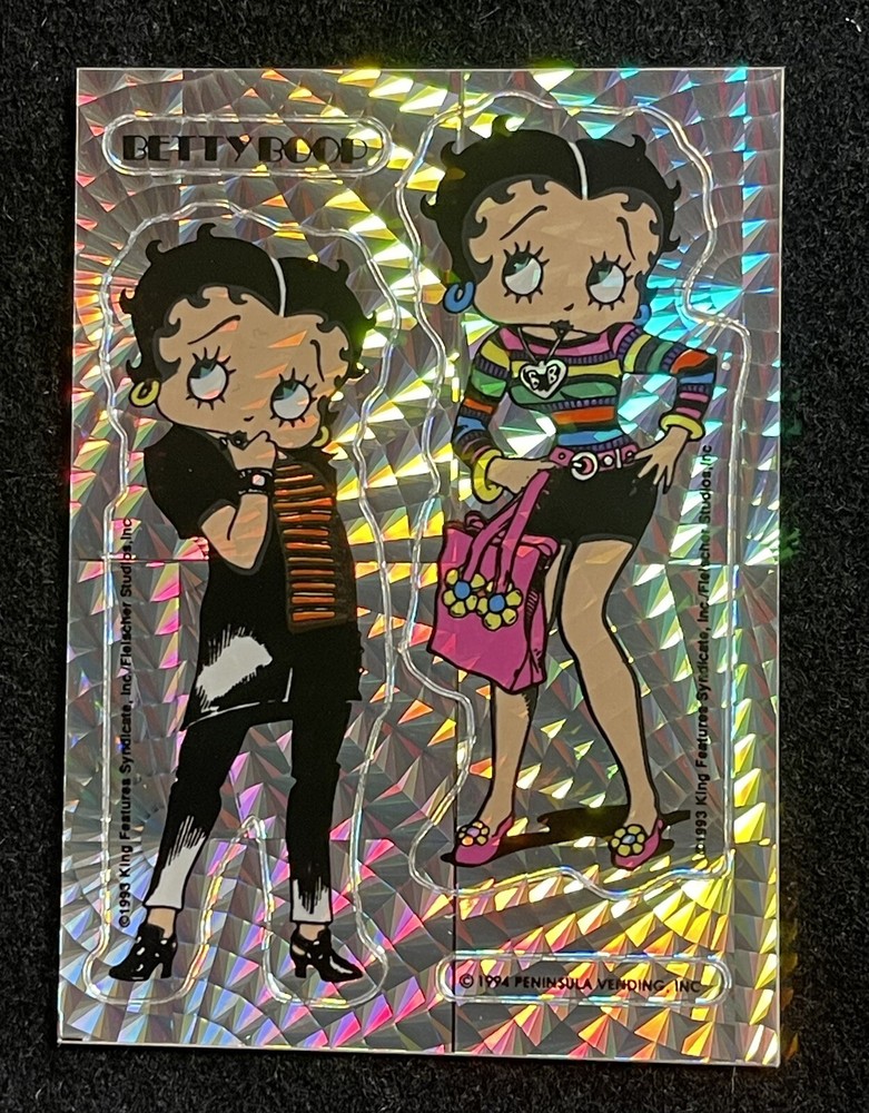 RARE VTG Betty Boop Fashion Dual Pose 1993 Prism Vending Machine Sticker 90s NOS