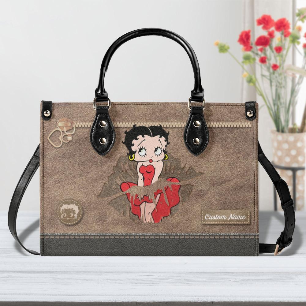 Custom Betty Boop Leather Handbag & Wallet Set for Women-image