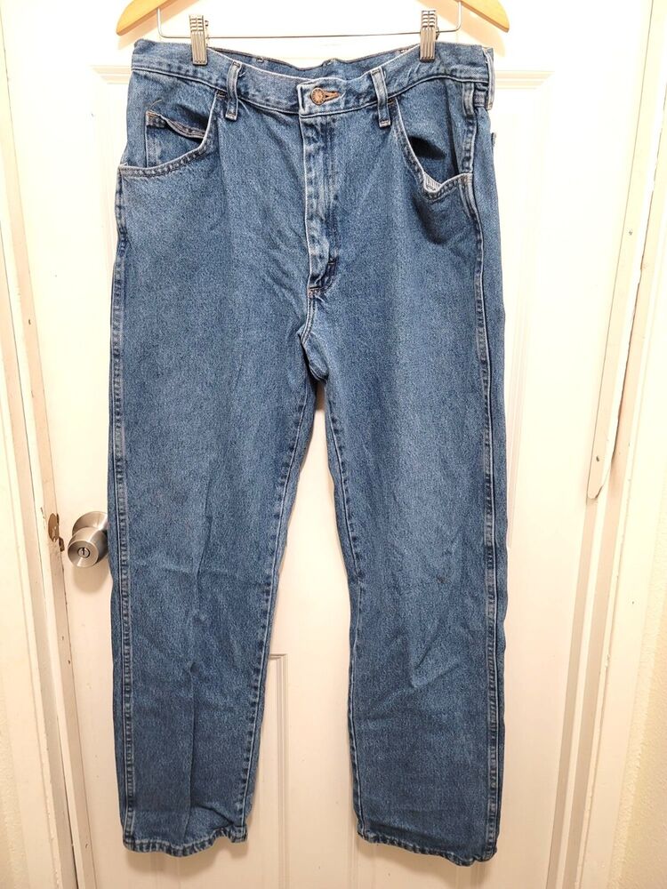 Vintage Rustler Loose Fit Tapered Leg Blue Denim Jeans Size 36 x 32