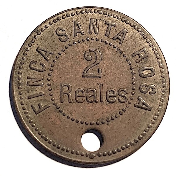 EL SALVADOR/FINCA SANTA ROSA 2 Reales Coffee Finca Token R-STA28 U-17.4 $1-sh-US