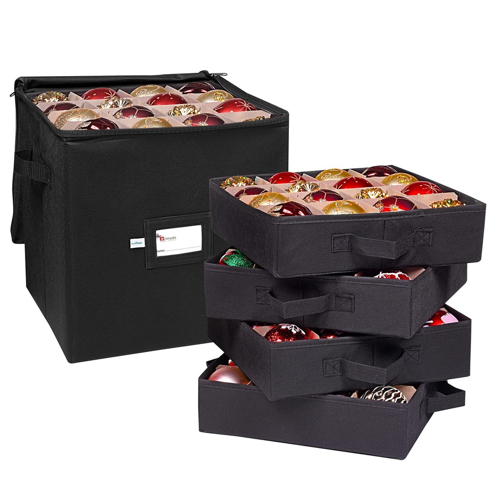 Christmas Ornament Storage Box with 4 Individual Trays and Fitted Dividers