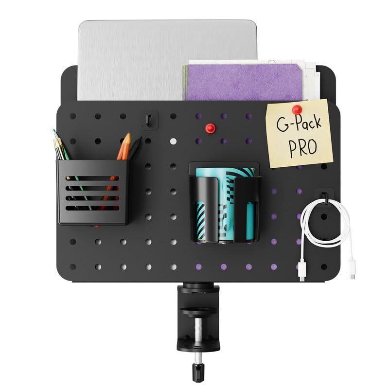 Rotatable Pegboard for Desk – Desk Pegboard – Clamp-On Desk Peg Board – Peg B...