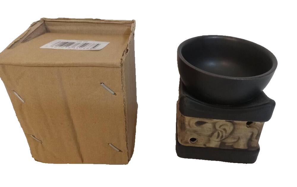 Feng Shui Black Brown Ceramic Oil Burner with Tea Light Holder
