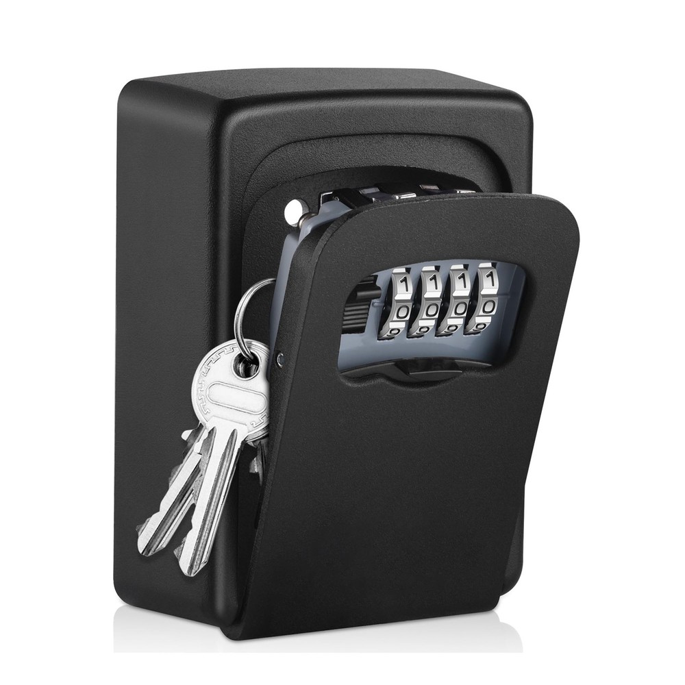 Wall Mounted 4-Digit Weatherproof Key Lock Box for Outdoor Use