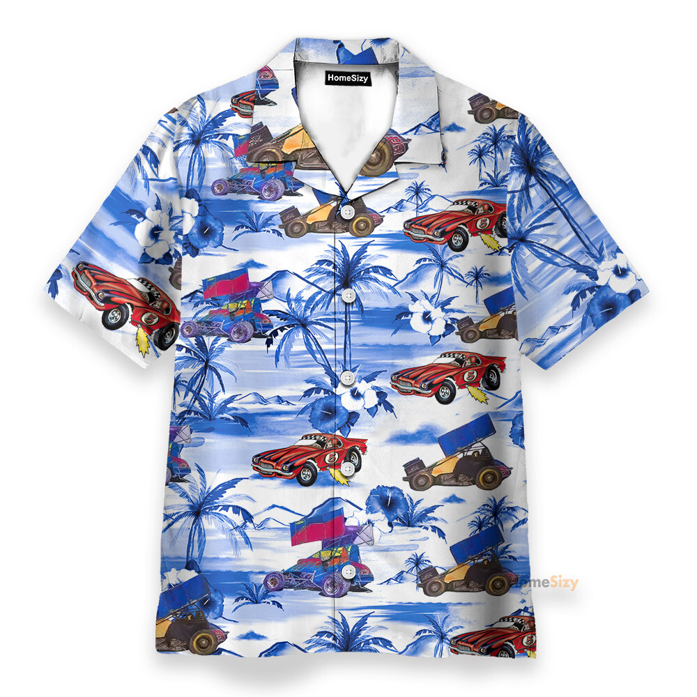 Dirt Track Racing Mens Buttons Up Shirts   Hawaiian Shirt