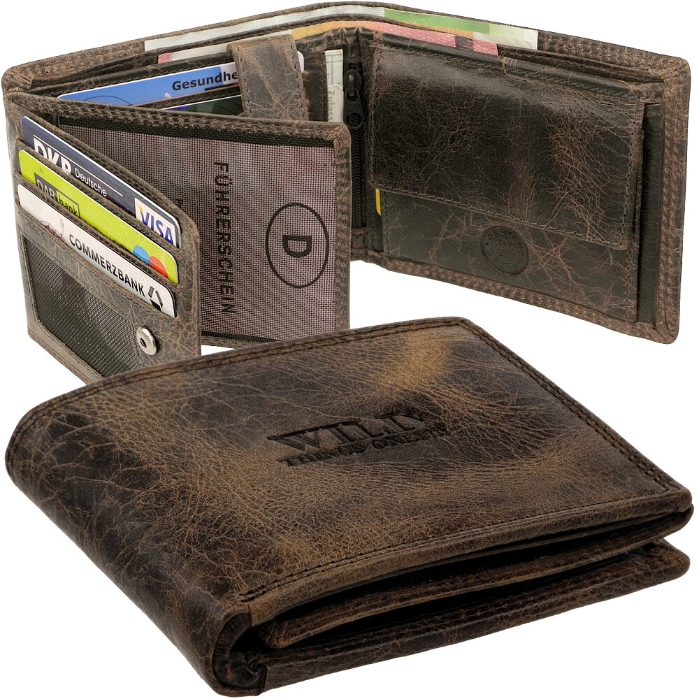 Wild Men Leather Wallet with Coin Compartment