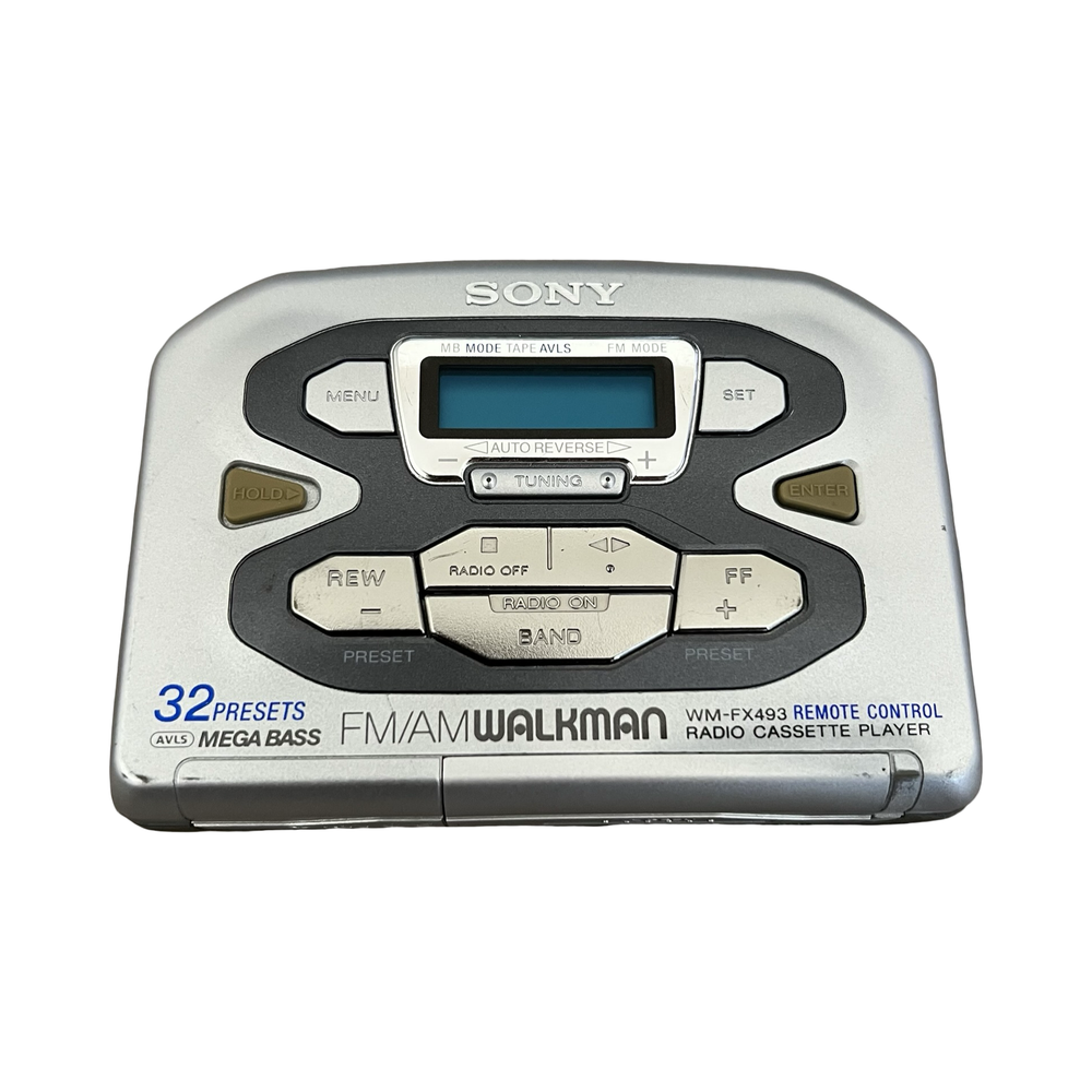 Vintage Gray Sony Walkman WM-FX493 Cassette Player with FM AM Radio and Mega Bass from Japan