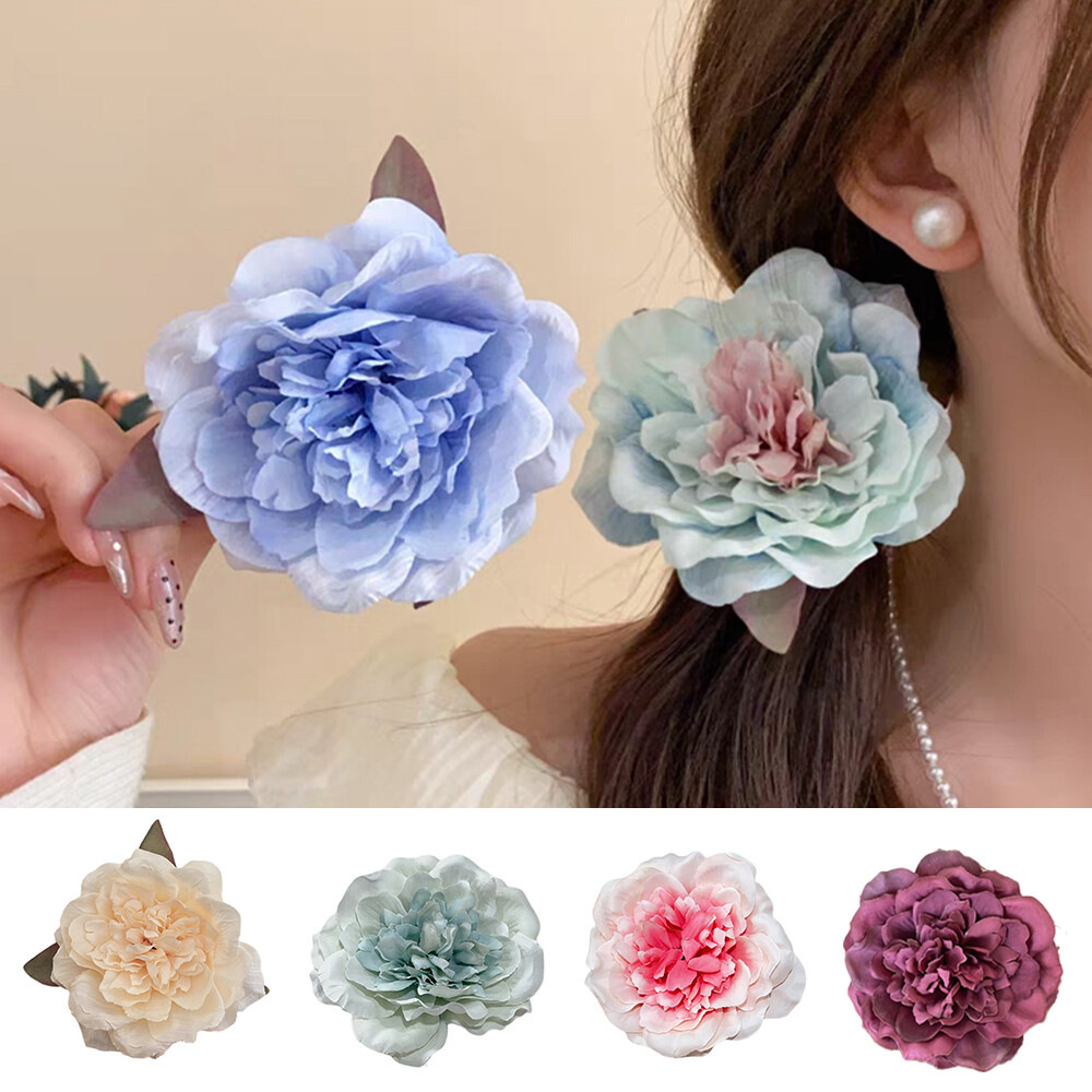 10pcs Women Elegant Chinese Style Simulation Flower Shark Clip Ponytail Hairpin