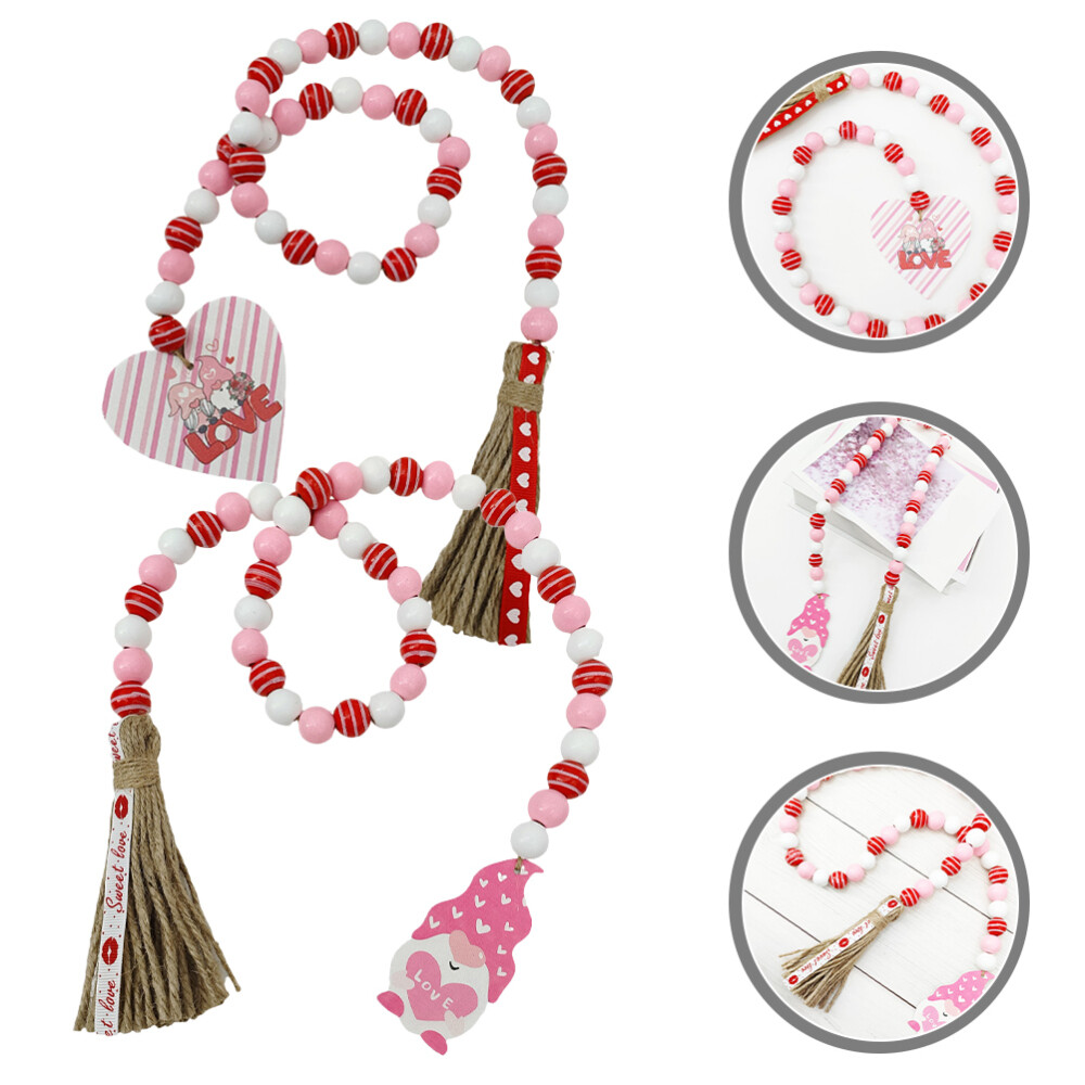 2 Heart Beads Valentine Christmas Wall Hanging Fringe Decor