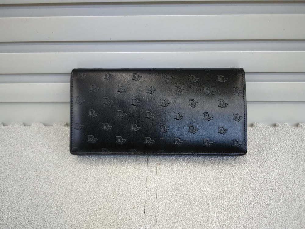 Christian Dior 584122 Black Leather Long Wallet  