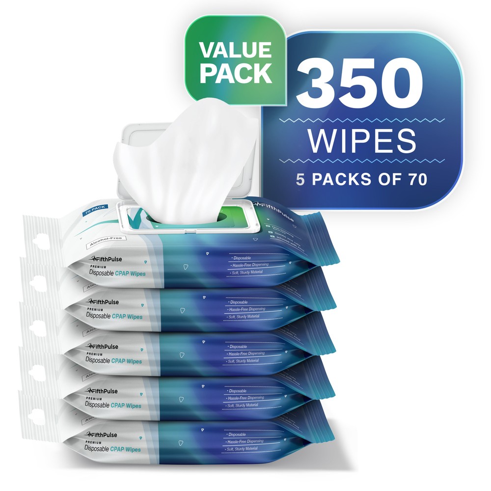 FifthPulse CPAP Cleaning Wipes Unscented Aloe Vera, Alcohol-Free 350-Pack