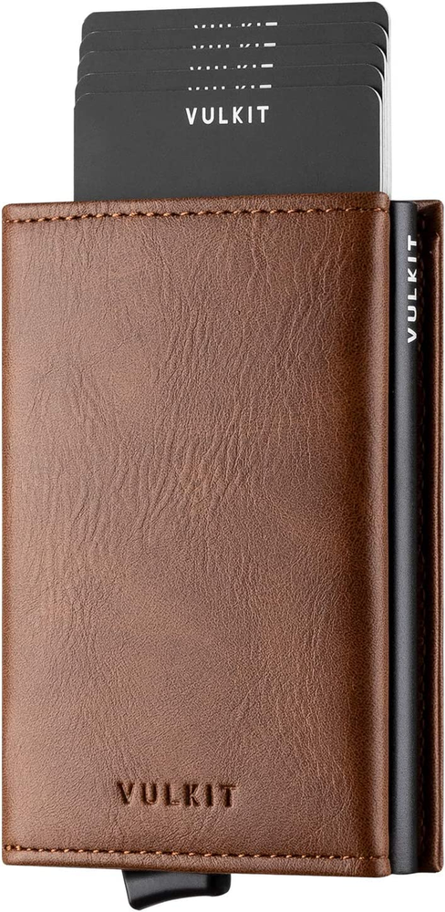 Credit Card Holder Leather Bifold Pop up Wallet with Banknote Compartment Brown-image