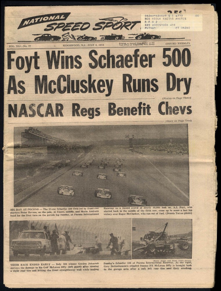 NATIONAL SPEED SPORT NEWS 7/4 1973 Schaefer 500 to Foyt NASCAR Weld +