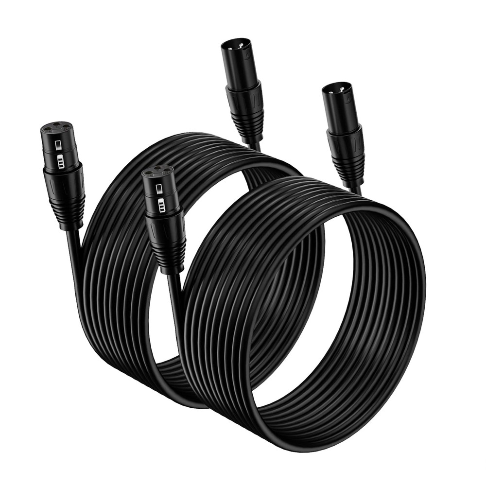 HOOH XLR Cable 25ft 2 Pack, Microphone Cables, XLR Microphone Cable Male to F...