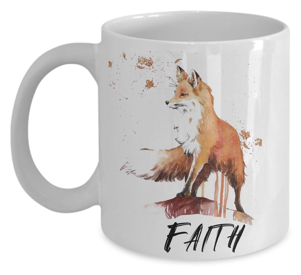 Fox Mug Watercolor Art Custom Name Mug Fox Art Fun Animal Print Art Fox Gift