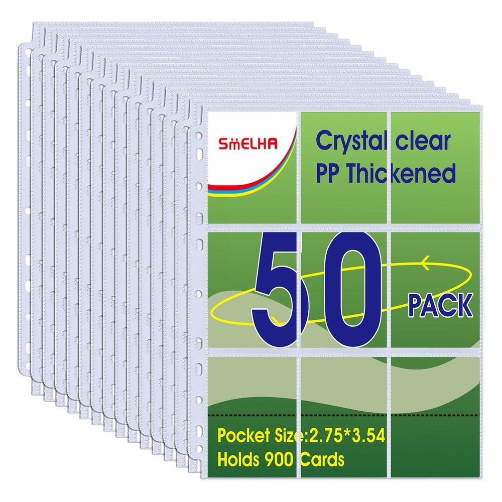 50 Pack,9 Pocket Page Protector, Trading Card Sleeve, Baseball Card Sheets or...