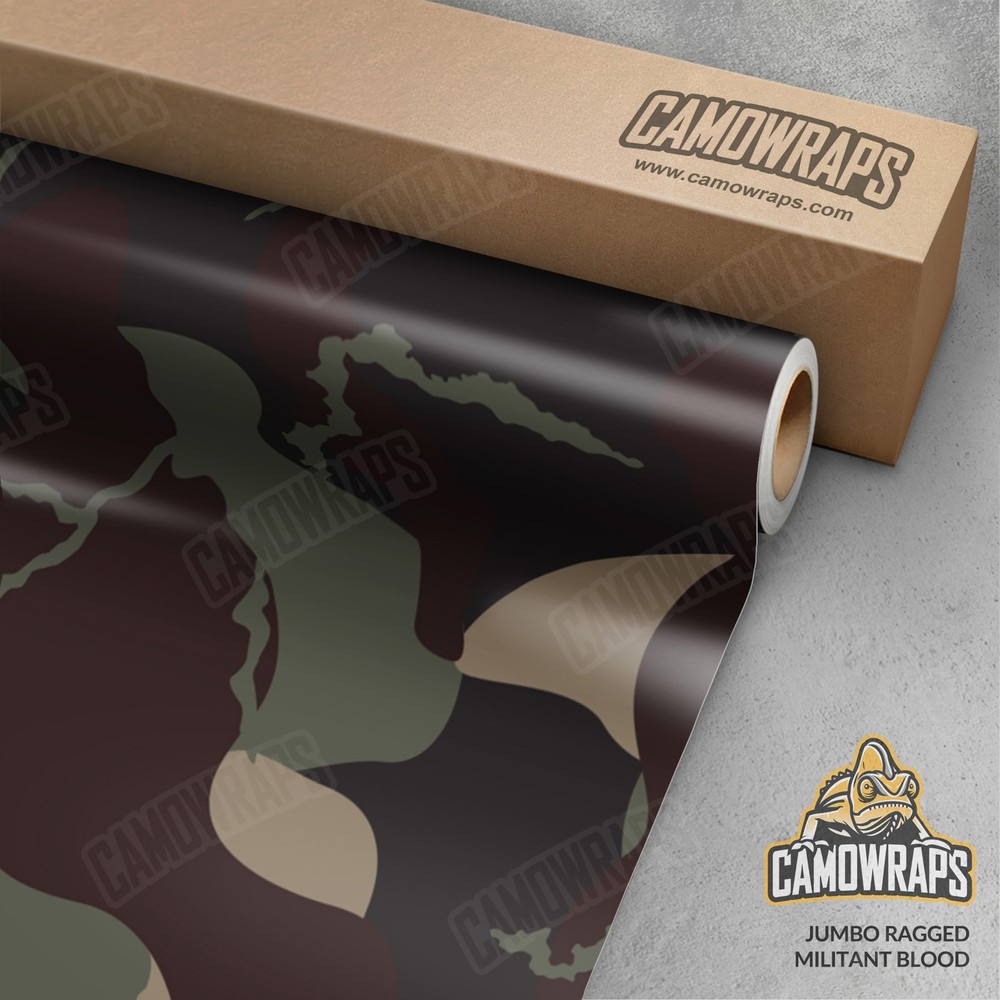 Jumbo Ragged Militant Blood Camo Vinyl Wrap Durable Cast Decal Film