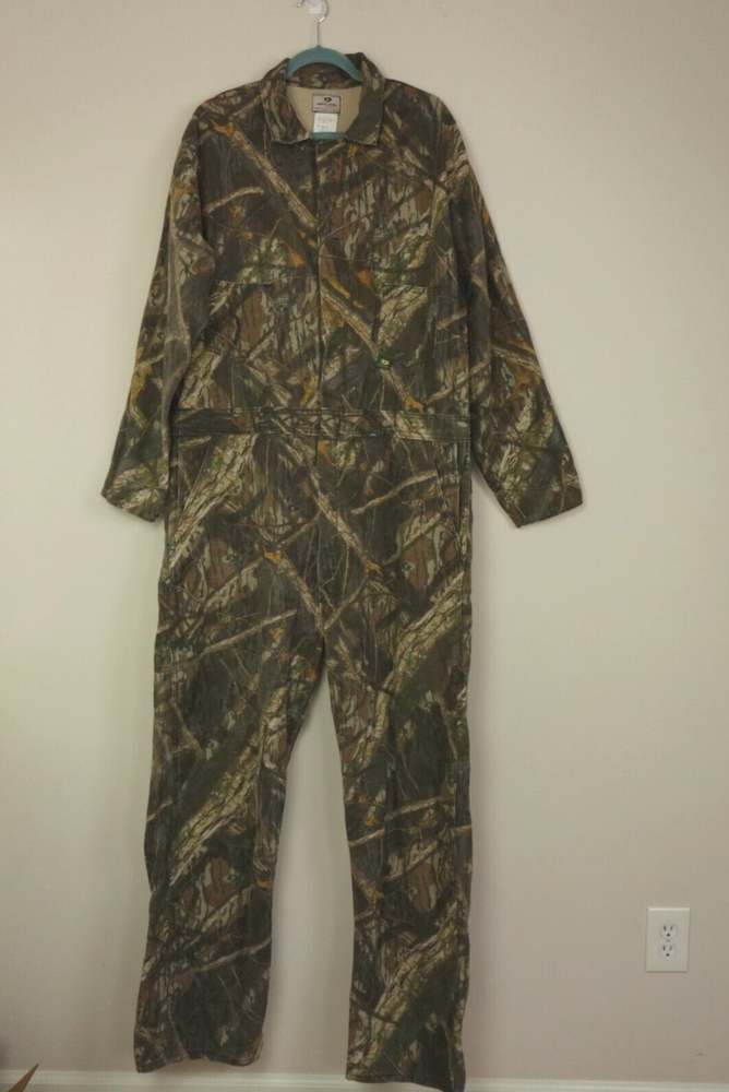 Mossy Oak Coveralls Mens XL Brown Camo USA Made Vintage Hunting Shadow Branch