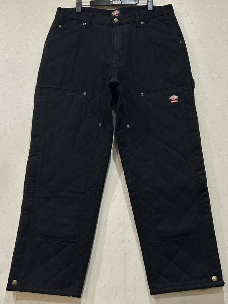 Supreme DICKIES выстеганный двойной колена художник брюки хлопок размер 34 XL черный б/у