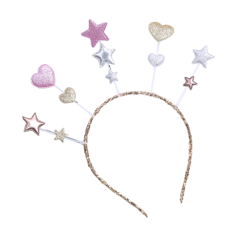 Sparkling Star/Heart Sequins Headband for Brides Wedding Party Girls Live Steam Hair Accessory