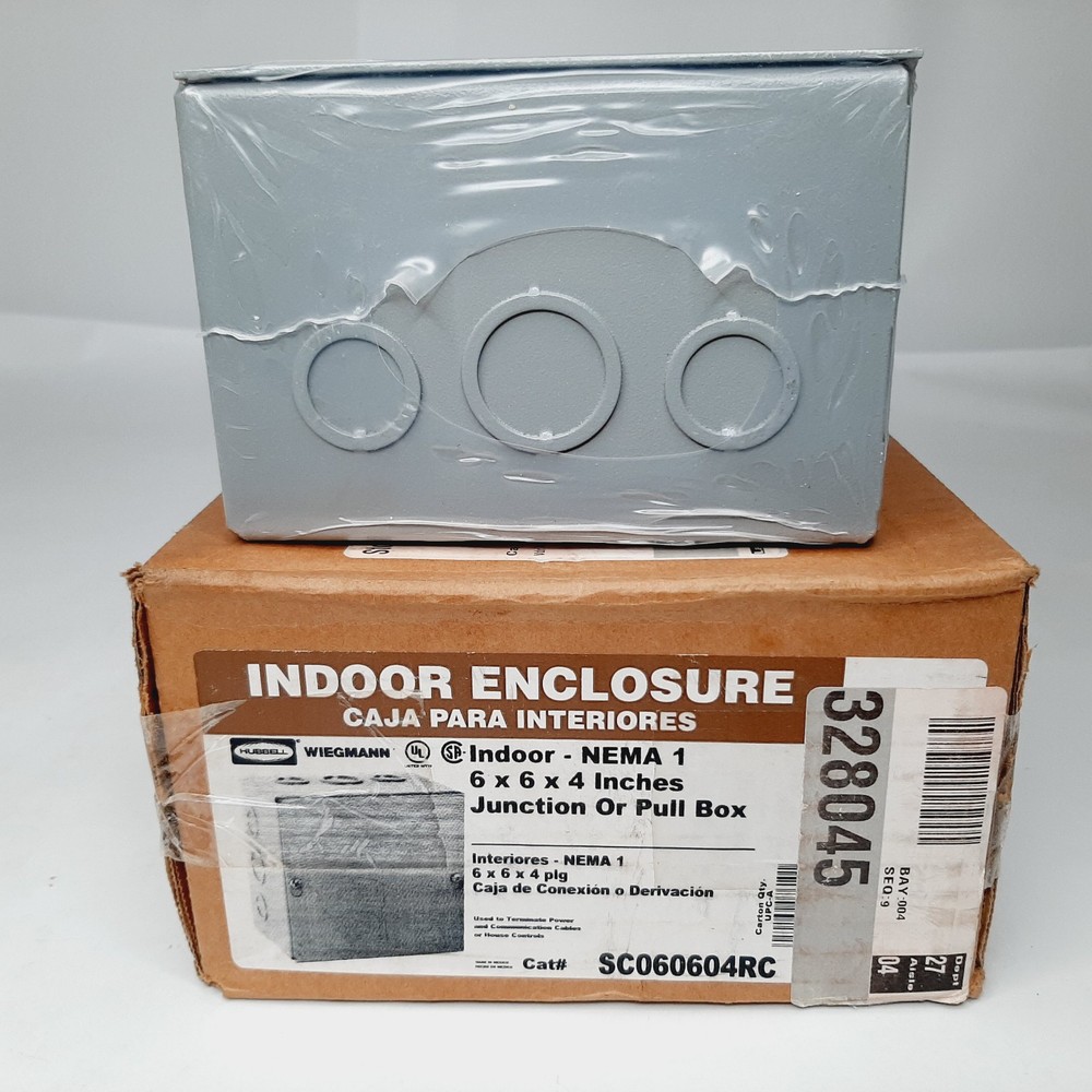 Hubbell Wiegmann Indoor Enclosure NEMA 1 Junction Pull Box 6x6x4 SC060604RC