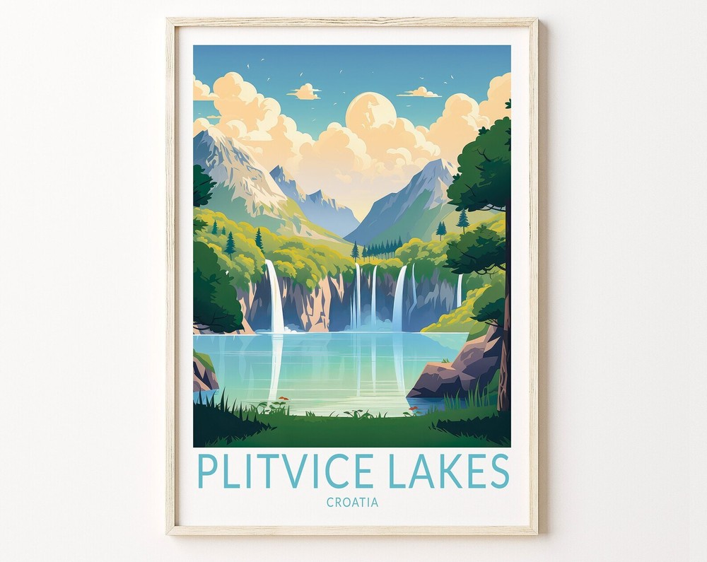 Stunning Plitvice Lakes Croatia National Park Travel Poster Print