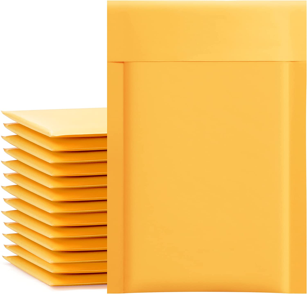 Kraft 4x8 Inch Bubble Mailers 50 Pack Yellow Padded Envelopes #000 Small Shipping Bags