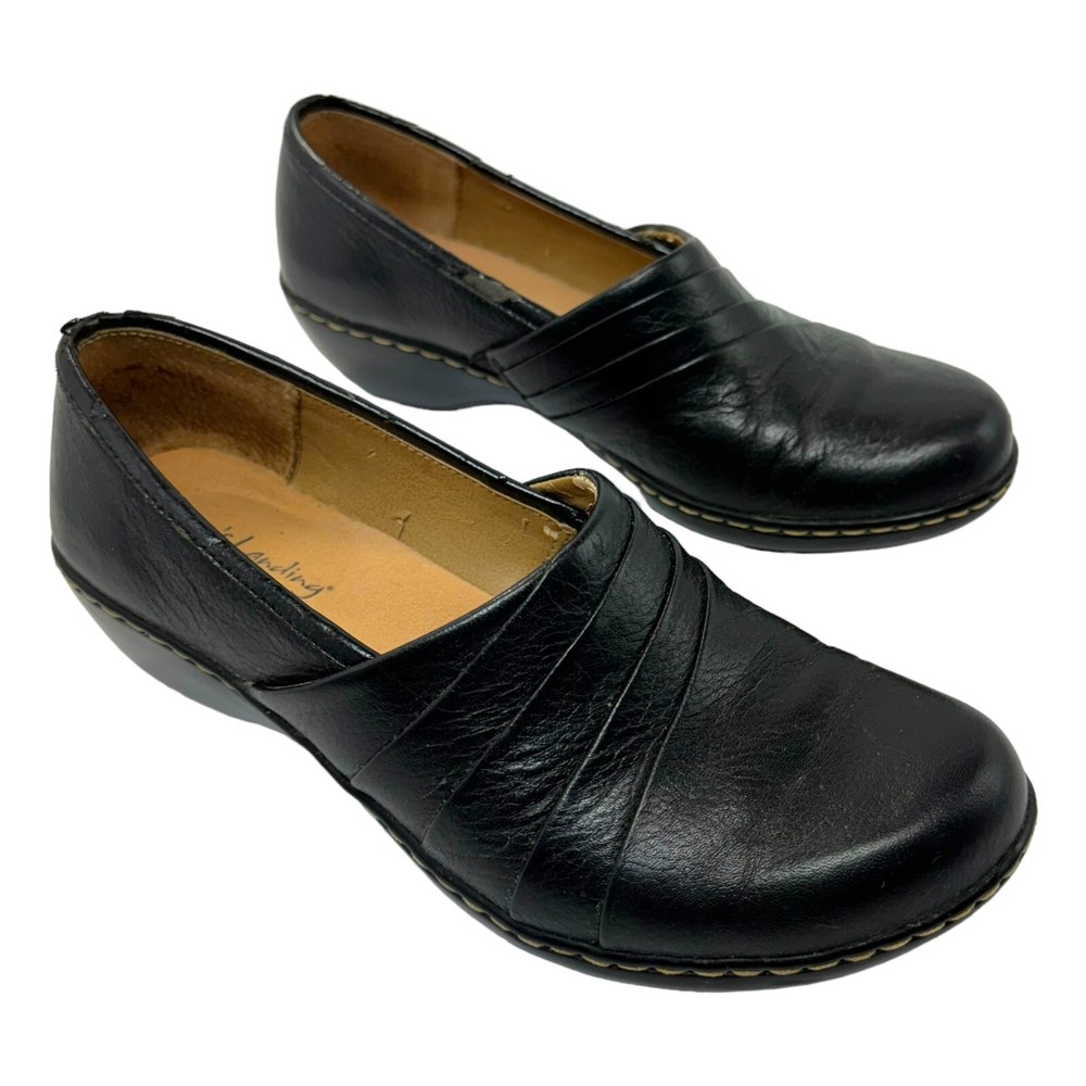 Vintage Brown’s Landing Maria Leather Clog Slip-On Black Size 6.5 FL312