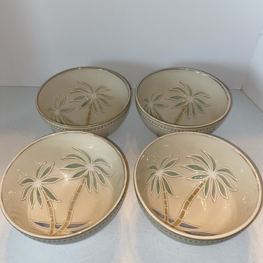 Pfalzgraff Palm Tree Soup Cereal Bowls Set of 4