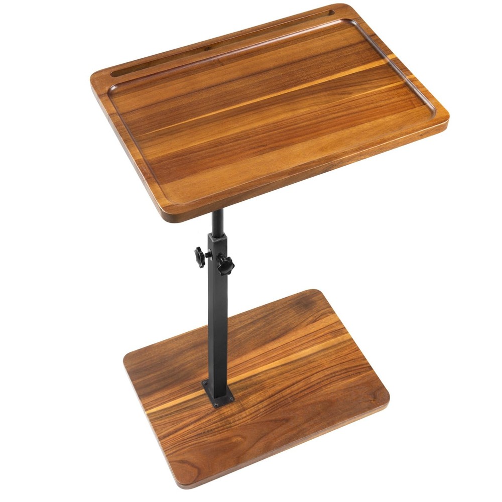 Solid Wood Acacia Swivel Adjustable C Table Side Laptop Stand