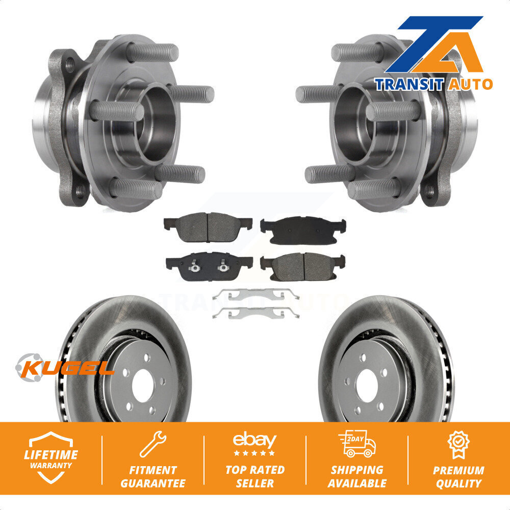 Front Hub Bearing Assembly Coat Brake Rotor Pads Kit For Ford Fusion Lincoln MKZ