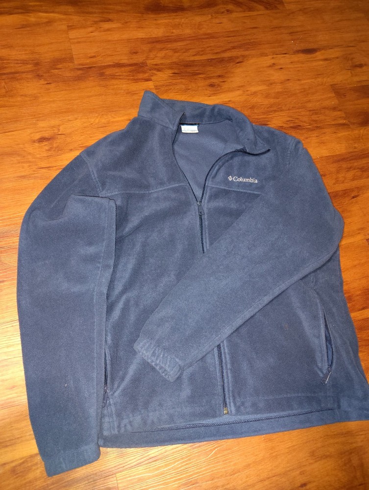 Columbia Charcoal Gray Fleece Jacket Coat Full Zip Pockets Size Medium EUC