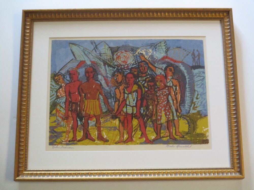 MARTIN ROSENTHAL SILKSCREEN SERIGRAPH MID CENTURY EXPRESSIONISM NATIVE FISHERMAN