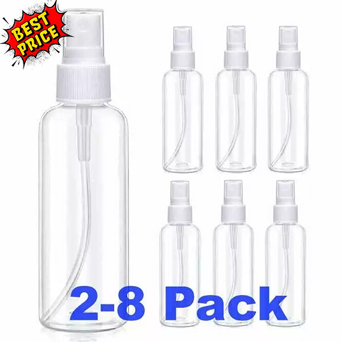 2-8Pack 1oz 30ml Travel Spray Bottle Plastic Transparent Perfume Empty Atomizer