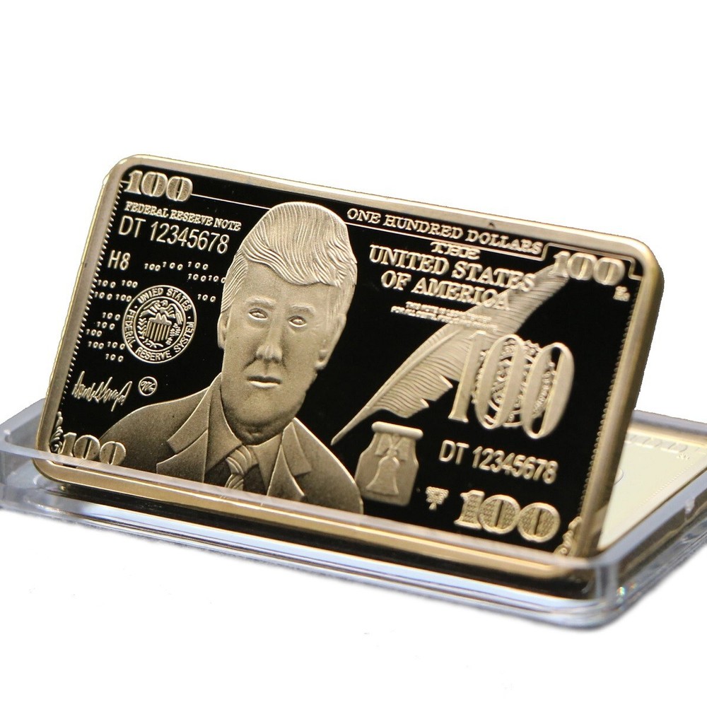Donald Trump $100 Gold Commemorative Bar Coin Collectible Token Souvenir - 2 Pcs