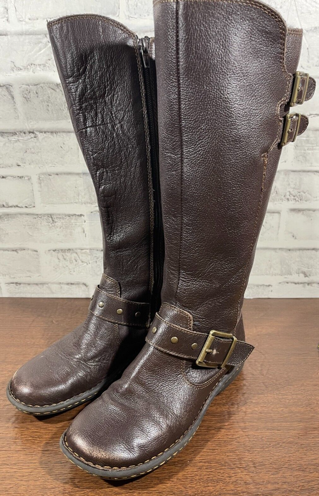 BOC Born Concept Boots Womens 7M Riding Tall MidCalf Zip Z49923 Brown Leather