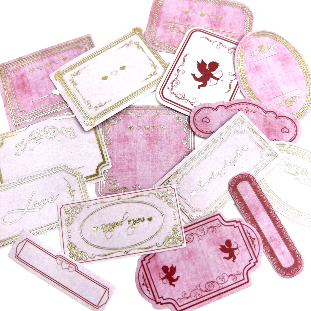 Pegatinas de papel washi corazón rosa San Valentín querubín álbumes de recortes tarjetas diarios