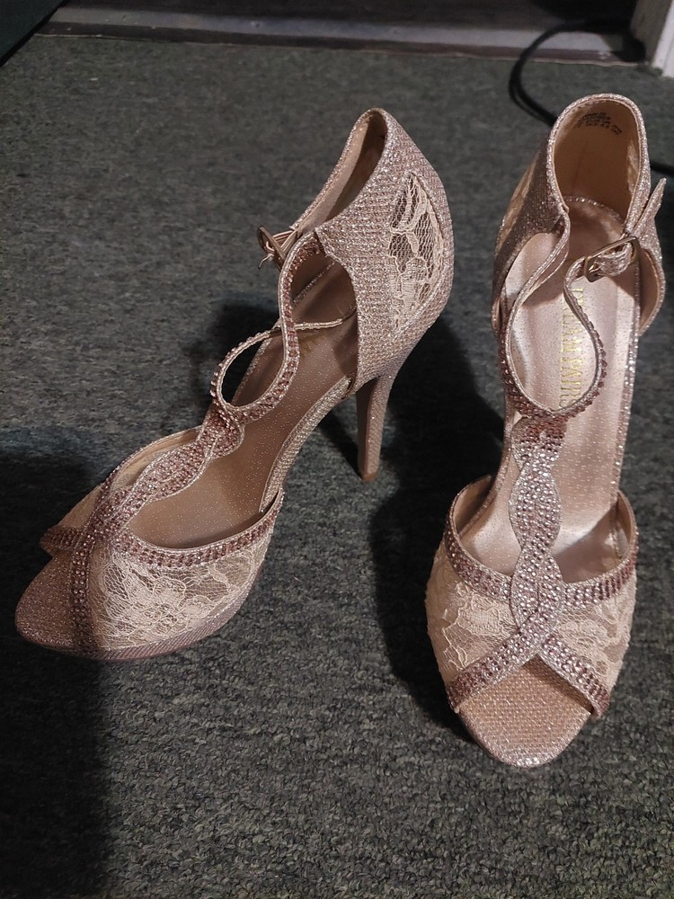 Pink Dream Pairs Crystal Strappy Dance Heels Size 7.5 with Sparkling Crystals