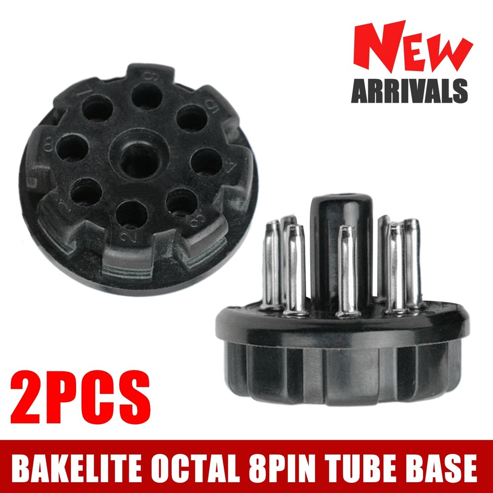 2025 New 2pc Bakelite Octal 8pin Tube Base For 6sn7 El34 Power Plug Black NEW