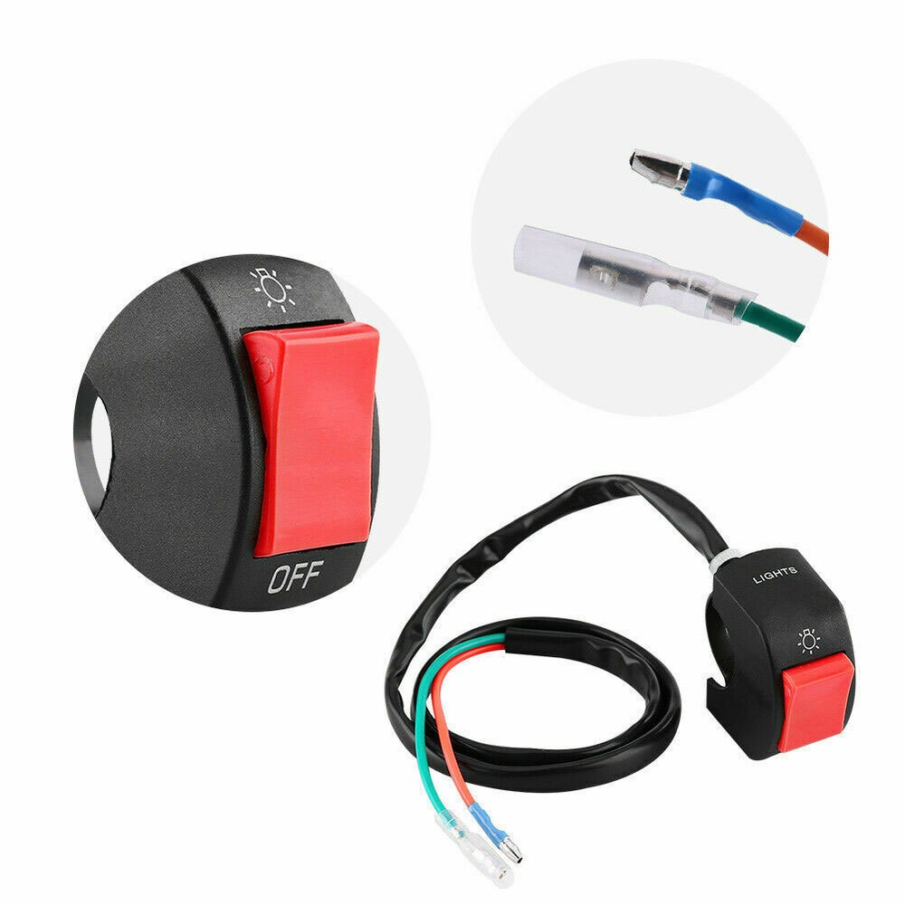 7/8inch Motorcycle ATV Bike Handlebar Headlight Light On Off Switch Red Button