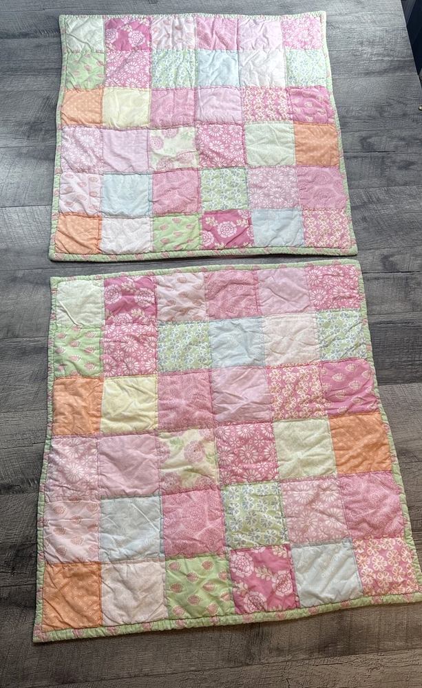 Pottery Barn Teens Pillow Sham Set of 2 Quilted Floral Square 26