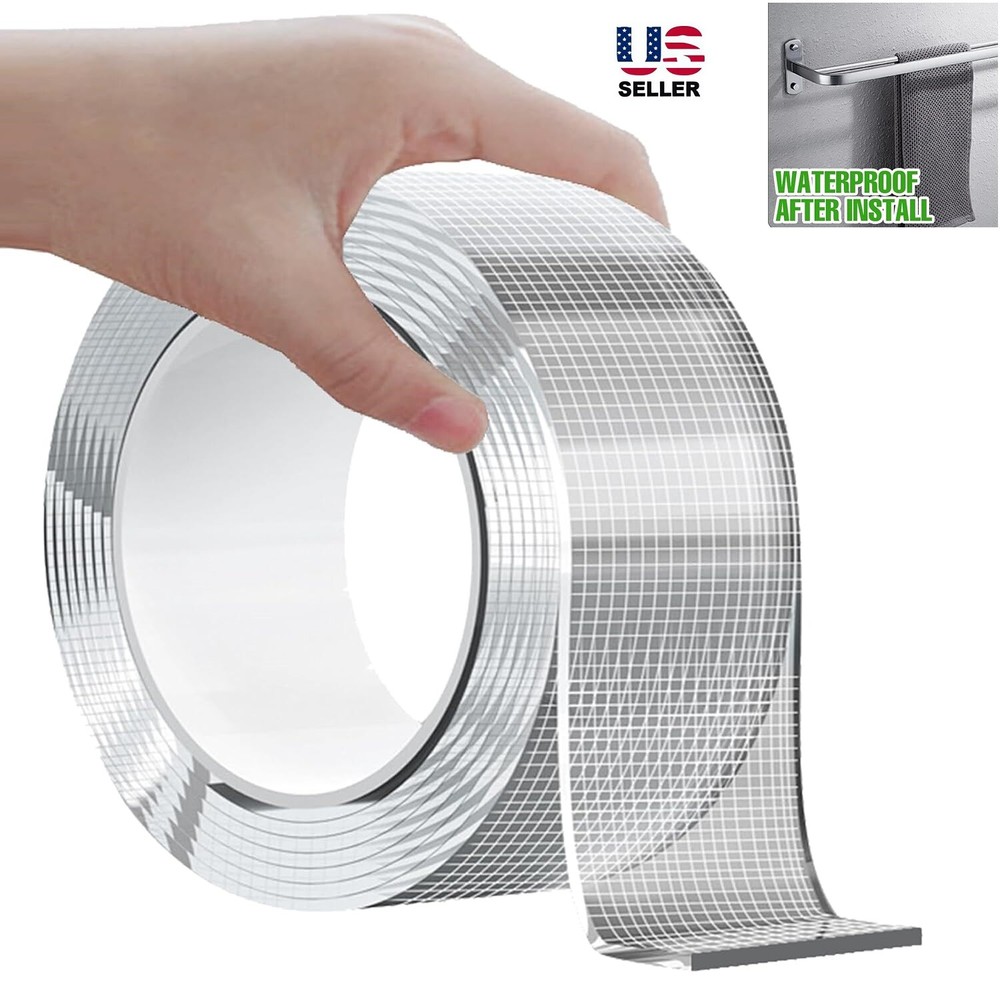 2Pcs Reusable Double Sided Sticky Tape for Posters Carpets Cars Transparent Strong Hold