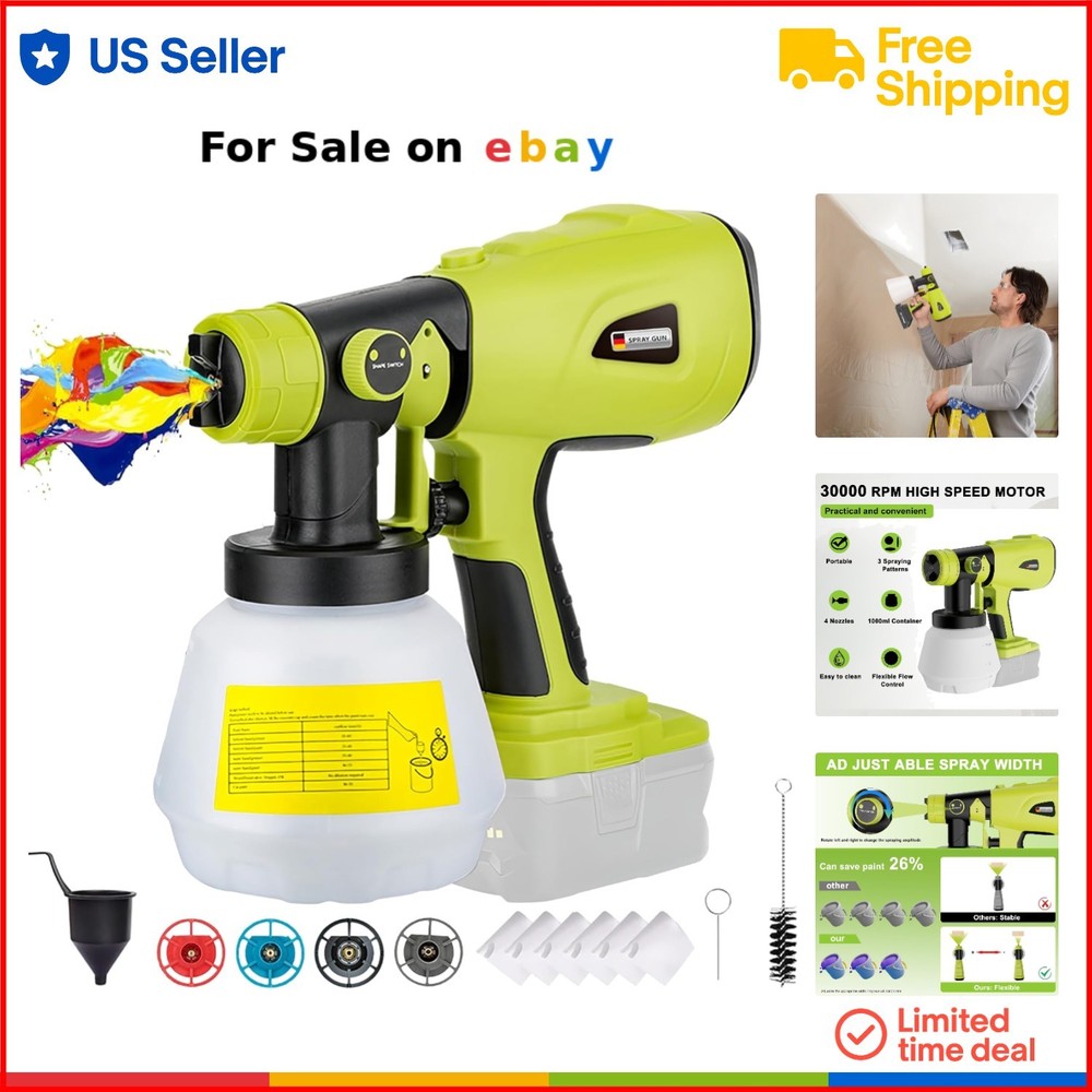 Cordless Paint Sprayer Light Green 1000ML Multi-Pattern Electric for Walls