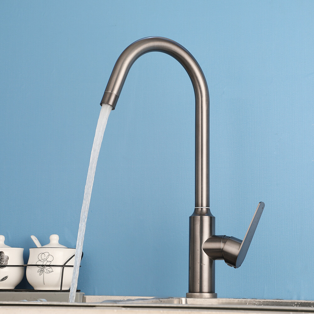 360°Swivel Kitchen Sink Faucet Gun Metal Basin Mixer Tap Single Hole/Handle