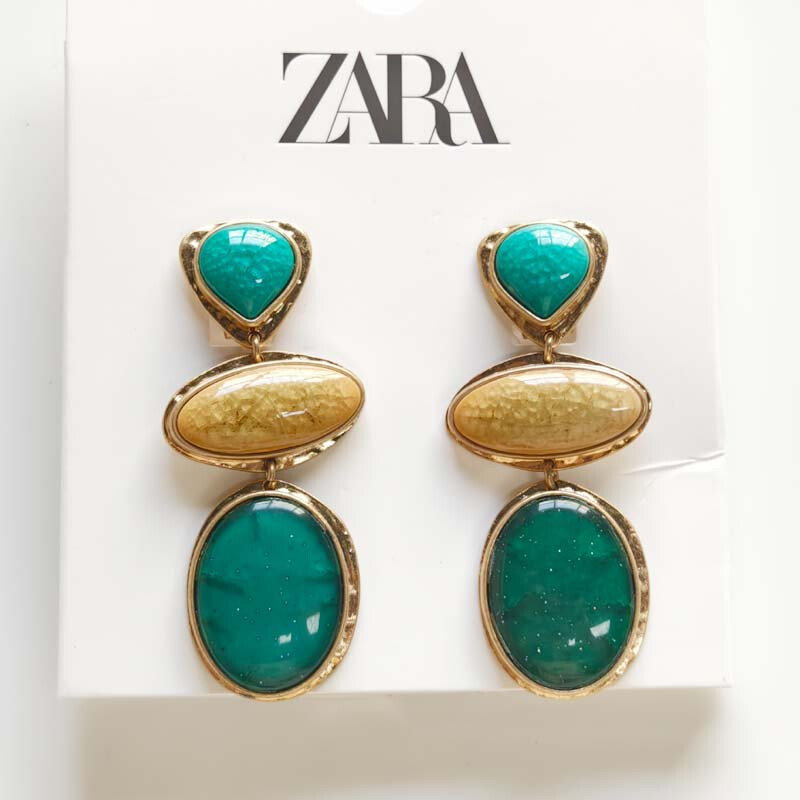 New Zara Ceramic Heavy Drop Earrings Statement Gift Vintage Women Party Jewelry