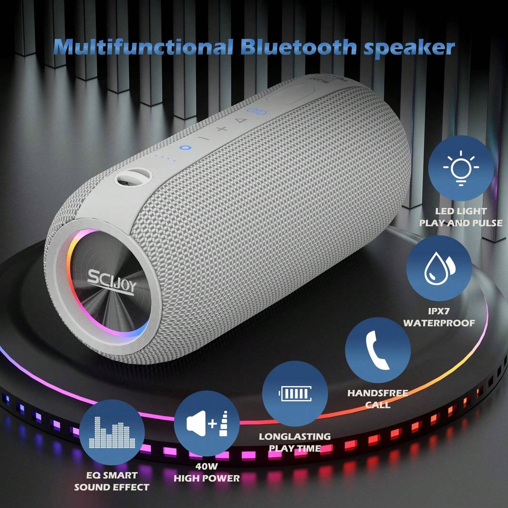 SCIJOY Portable Bluetooth Speaker with IPX7 Waterproof and Wireless Design
