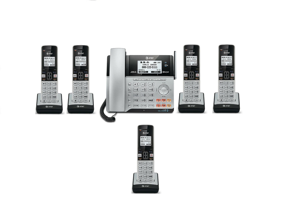 AT&T 2 Line Corded/Cordless Answering System with Connect to Cell & 6 Handsets