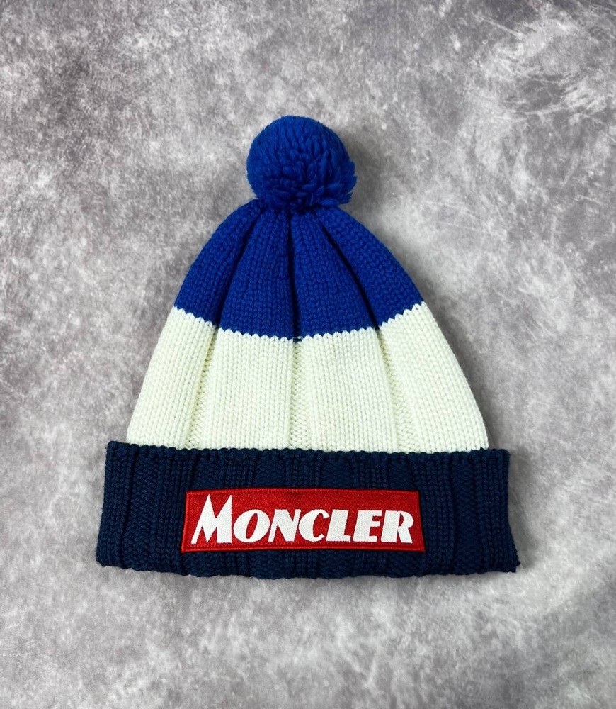 Moncler Womens 100% Wool Knit Hat With Pompom One Size