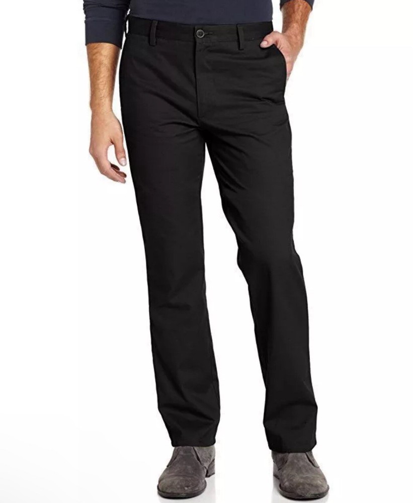 Dockers Signature Khaki Flat Front D1 Slim Fit 34x34 Black Pants Dress Business